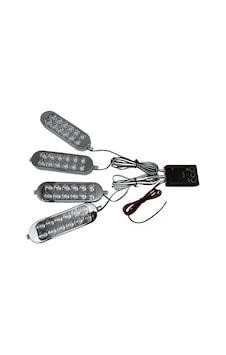 Çakar Lamba 4'lü Set Kumandalı Kırmızı-mavi 12-50v / Lapa213