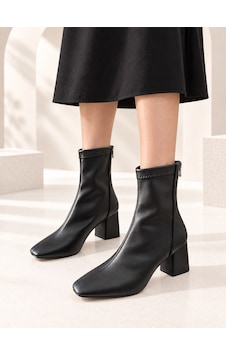 Dabab Shoes Azra Kadın Siyah Streç Cilt Kare Burun Arka Fermuarlı 6 Cm Kalın Topuklu Bot Bootie Dabab Shoes Azra Kadın Siyah Streç Cilt Kare Burun Arka Fermuarlı 6 Cm Kalın Topuklu Bot Bootie