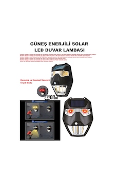 Güneş Enerjili Solar Led Duvar Lambası 5 Işık Modlu Karanlık Otomatik Devre Ev,bahçe,teras Fener Güneş Enerjili Solar Led Duvar Lambası 5 Işık Modlu Karanlık Otomatik Devre Ev,bahçe,teras Fener
