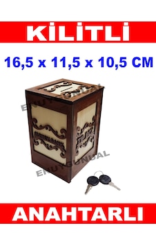 Kilitli Tipbox Dekoratif Ahşap Kumbara Bahşiş Kutusu Kilitli Tipbox Dekoratif Ahşap Kumbara Bahşiş Kutusu