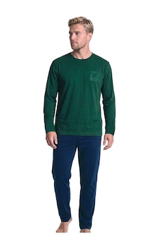 Pierre Cardin 6156 Erkek Uzun Kollu Bisiklet Yaka Pijama Takımı -yeşil Yesil