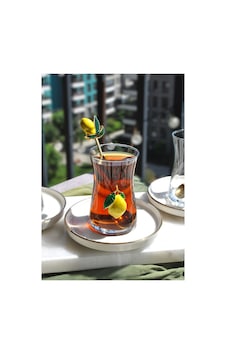 18 Parça Limon Dekorlu Çay Seti Limonlu Çay Takımı Gold 18 Parça Limon Dekorlu Çay Seti Limonlu Çay Takımı Gold