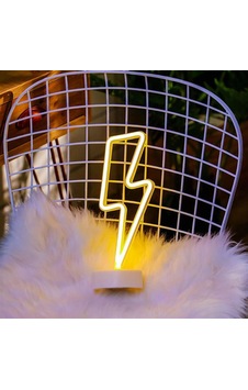 Dekoratif Şimşek Şeklinde Pilli Neon Led Lamba Süs Masa Lambası 5131 Standart