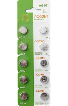 Naccon AG10 LR1130 Alkaline Düğme Pil 10'lu Naccon AG10 LR1130 Alkaline Düğme Pil 10'lu