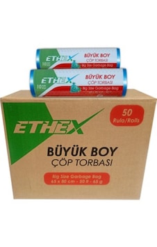 Ethex Büyük Boy Mavi Renk Çöp Torbası 50 Paket - 65x80 Cm Ethex Büyük Boy Mavi Renk Çöp Torbası 50 Paket - 65x80 Cm
