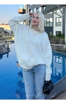 Kozia Outdoors Bisiklet Yaka Oversize Triko Kazak Krem Kozia Outdoors Bisiklet Yaka Oversize Triko Kazak Krem