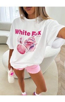 Kalic Studio Renkli Deniz Kabuğu Baskılı Kadın Yaz Oversize T-shirt Beyaz Kalic Studio Renkli Deniz Kabuğu Baskılı Kadın Yaz Oversize T-shirt Beyaz