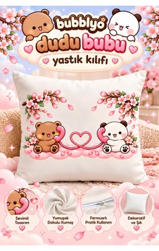 Dudu Bubu Dekoratif Yastık Kılıfı Beyaz Beyaz