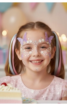 Lila Kelebek Ve Elmas Model Kız Çocuk Yüz Sticker Diğer