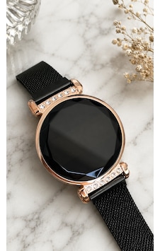 Desingshop Dijital Hasır Kayış Taşlı Genç Kız & Kadın Kol Saati Siyah Rose Gold Desingshop Dijital Hasır Kayış Taşlı Genç Kız & Kadın Kol Saati Siyah Rose Gold