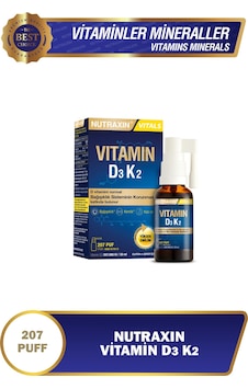 Vitals D3k2 30 Ml - 1000 Iu D3 Vitamini, 25 Mcg K2 Vitamini 207 Puf
