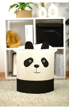 Panda Tasarımlı Bebek Çocuk Odası Fileli Oyuncak Düzenleyici Kirli Sepeti 37x 40 Beyaz - Siyah Panda Tasarımlı Bebek Çocuk Odası Fileli Oyuncak Düzenleyici Kirli Sepeti 37x 40 Beyaz - Siyah