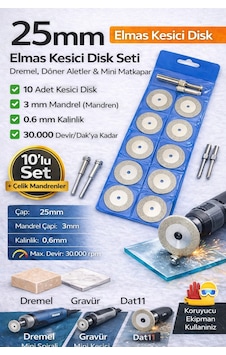 Senbang 25 Mm Elmas Kesici Disk Seti 10 Lu + 2 Mandren Cam Mermer Seramik Taş Kesme Mini Matkap Uyumlu Senbang 25 Mm Elmas Kesici Disk Seti 10 Lu + 2 Mandren Cam Mermer Seramik Taş Kesme Mini Matkap Uyumlu