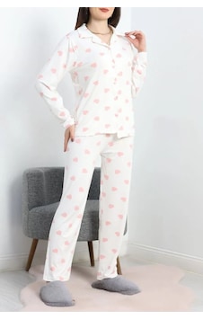 Seka Store Seka Milan Düğmeli Pijama Takımı Beyazpembe - 50728.1929. Çok Renkli