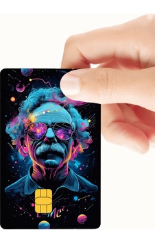 Albert Einstein Uzay Temalı Renkli Kredi Ve Banka Kartı Kaplama Sticker Standart Albert Einstein Uzay Temalı Renkli Kredi Ve Banka Kartı Kaplama Sticker Standart
