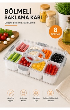 Emilahome Bölmeli Atıştırma Kabı Kahvaltılık Çok Amaçlı Organizer Gri - 878793679 Gri