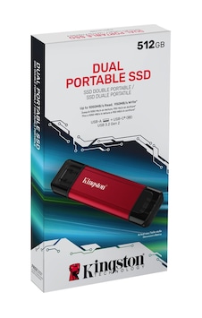 Kingston 512gb 1050/950mb/s Usb Gen 2.2 Type-c Mini Kırmızı Harici Taşınabilir Ssd Bellek