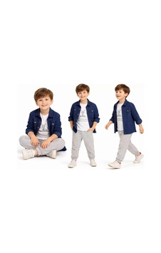 Veraura Lifestyle 2-6 Yaş Müslin Gömlekli Tişörtlü 3lü Çocuk Takımı Lacivert Veraura Lifestyle 2-6 Yaş Müslin Gömlekli Tişörtlü 3lü Çocuk Takımı Lacivert