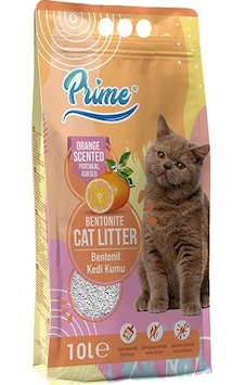 Prime Portakal Kokulu Topaklaşan İnce Bentonit Kedi Kumu 10 L Prime Portakal Kokulu Topaklaşan İnce Bentonit Kedi Kumu 10 L