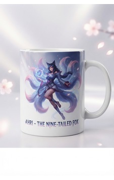 League Of Legends Ahri Özel Tasarım Baskılı Beyaz Kupa Bardak - Koleksiyonluk Oyuncu Kupası