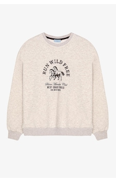 Quzu 01125 Baskı Ve Nakış Detaylı Sweatshirt Bej Quzu 01125 Baskı Ve Nakış Detaylı Sweatshirt Bej