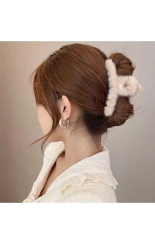 Peluş Yumuşak Tüylü Mandal Toka / Peluş Toka Bej