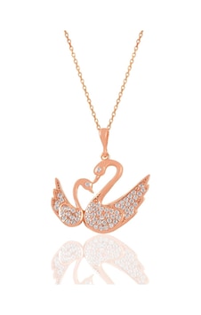 Gümüş Rose Zirkon Taşlı Anne Yavru Kuğu Kolye Gümüş Rose Zirkon Taşlı Anne Yavru Kuğu Kolye