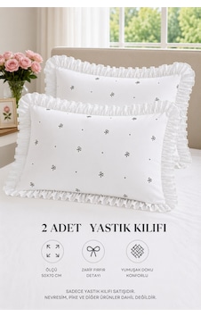 2 Li Pamuklu Fırfırlı Yastık Kılıfı 50x70 Beyaz 2 Li Pamuklu Fırfırlı Yastık Kılıfı 50x70 Beyaz