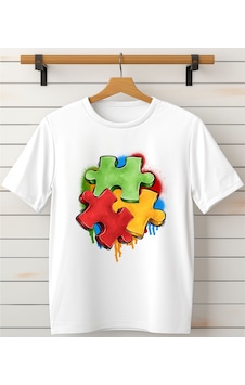 Aselinda Puzzle Baskılı Bisiklet Yaka T-shirt Beyaz Aselinda Puzzle Baskılı Bisiklet Yaka T-shirt Beyaz