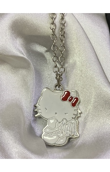 Dükan Design Hello Kitty Beyaz Mineli Kolye Beyaz