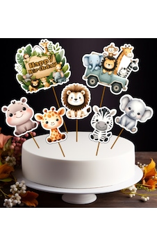 7parça Safari Orman Hayvanları Büyük Pasta Kürdanı Pasta Süsü 7parça Safari Orman Hayvanları Büyük Pasta Kürdanı Pasta Süsü