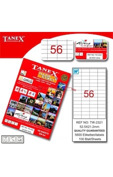 Tanex Tw-2321 52.5Mmx21.2Mm Etiket 100 Tabaka Tanex Tw-2321 52.5Mmx21.2Mm Etiket 100 Tabaka