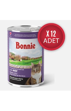 Bonnie Biftekli Sos İçinde Et Parçacıklı Yetişkin Kedi Konserve Yaş Mama 400 Gr X 12 Adet Bonnie Biftekli Sos İçinde Et Parçacıklı Yetişkin Kedi Konserve Yaş Mama 400 Gr X 12 Adet