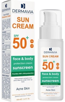 Dermavia Akneye Meyilli Ciltler İçin Yüz ve Vücut Güneş Kremi SPF50+ 100 ML Dermavia Akneye Meyilli Ciltler İçin Yüz ve Vücut Güneş Kremi SPF50+ 100 ML