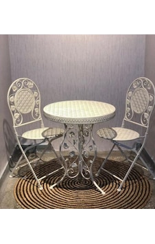 Burakzuccaciye Panalı Ferforje Metal Masa Sandalye Seti Krem Burakzuccaciye Panalı Ferforje Metal Masa Sandalye Seti Krem