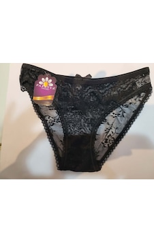 Papatya Dantel Detaylı Kadın Külot Slip V36 Siyah Papatya Dantel Detaylı Kadın Külot Slip V36 Siyah