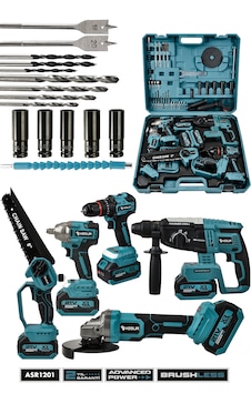 Assur ASR1201 21V Darbeli Kömürsüz 5li Set Mavi Assur ASR1201 21V Darbeli Kömürsüz 5li Set Mavi