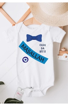Hediyenza Maşallah Papyon Sünnet Özel Tasarım Bebek Zıbın Pamuklu Çıtçıtlı Body Mavi Beyaz Hediyenza Maşallah Papyon Sünnet Özel Tasarım Bebek Zıbın Pamuklu Çıtçıtlı Body Mavi Beyaz