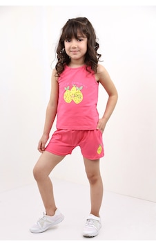 Toontoy Kids Toontoy Kız Bebek 2'li Takım Baskılı Bisiklet Yaka T-shirt & Beli Lastikli Cepli Şort Fuşya Toontoy Kids Toontoy Kız Bebek 2'li Takım Baskılı Bisiklet Yaka T-shirt & Beli Lastikli Cepli Şort Fuşya