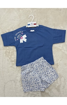 Rolypoly Yarım Papatyalı Şortlu İkili Kız Takım Lacivert Rolypoly Yarım Papatyalı Şortlu İkili Kız Takım Lacivert