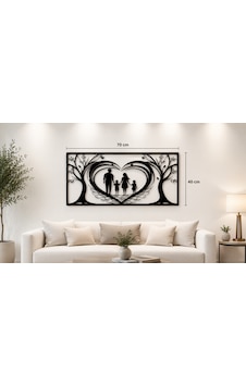 70x40 Cm Aile Temalı Dekoratif Mdf Duvar Tablosu 6 Mm Siyah Ahşap Duvar Dekoru Modern Salon Ve Oturma Odası Süsü