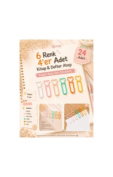 Kalp Şekilli Renkli Ataş Seti 24 Lü Kitap Ayracı Ve Defter Klipsi 5 Cm 3d Baskı 6 Renk 4'er Adet