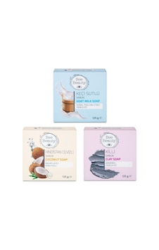 Bee Beauty Hindistan Cevizi + Keçi Sütü + Kil Katı Sabun 3 x 125 G Bee Beauty Hindistan Cevizi + Keçi Sütü + Kil Katı Sabun 3 x 125 G