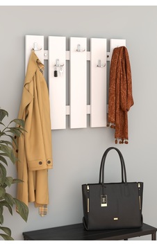 Modern Beyaz Duvar Çit Askılık - 75 Cm Dekoratif 5'li Antre Ve Elbise Askısı Beyaz Beyaz Modern Beyaz Duvar Çit Askılık - 75 Cm Dekoratif 5'li Antre Ve Elbise Askısı Beyaz Beyaz