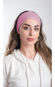 Hürrem Bone Pudra Bandana Saç Bandı Viskon Düz 3012 06 Pudra
