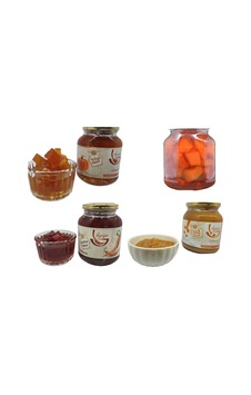 Lezize Kabak Reçeli + Ayva Reçeli + Acıbiber Reçeli + Süt Reçeli 4 x 400 G Lezize Kabak Reçeli + Ayva Reçeli + Acıbiber Reçeli + Süt Reçeli 4 x 400 G