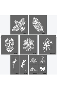 One Spray Tattoo City Pack - Tulum Stencil Set 7 Designs Diğer One Spray Tattoo City Pack - Tulum Stencil Set 7 Designs Diğer