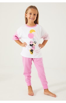 Minnie Mouse Ballons Beyaz Kız Çocuk Kısa Kol Pijama Takım Beyaz