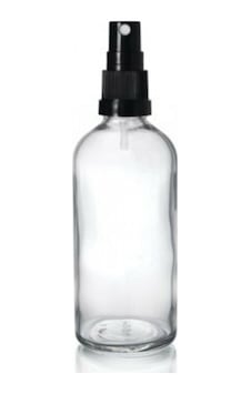 Şeffaf Cam Şişe 100Ml Siyah Sprey Başlıklı Şeffaf Cam Şişe 100Ml Siyah Sprey Başlıklı