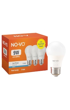 No-vo 3lü Avantaj Paket 9w Beyaz Led Ampul E27 806lm 6500k 15.000 Saat Ömür 5224